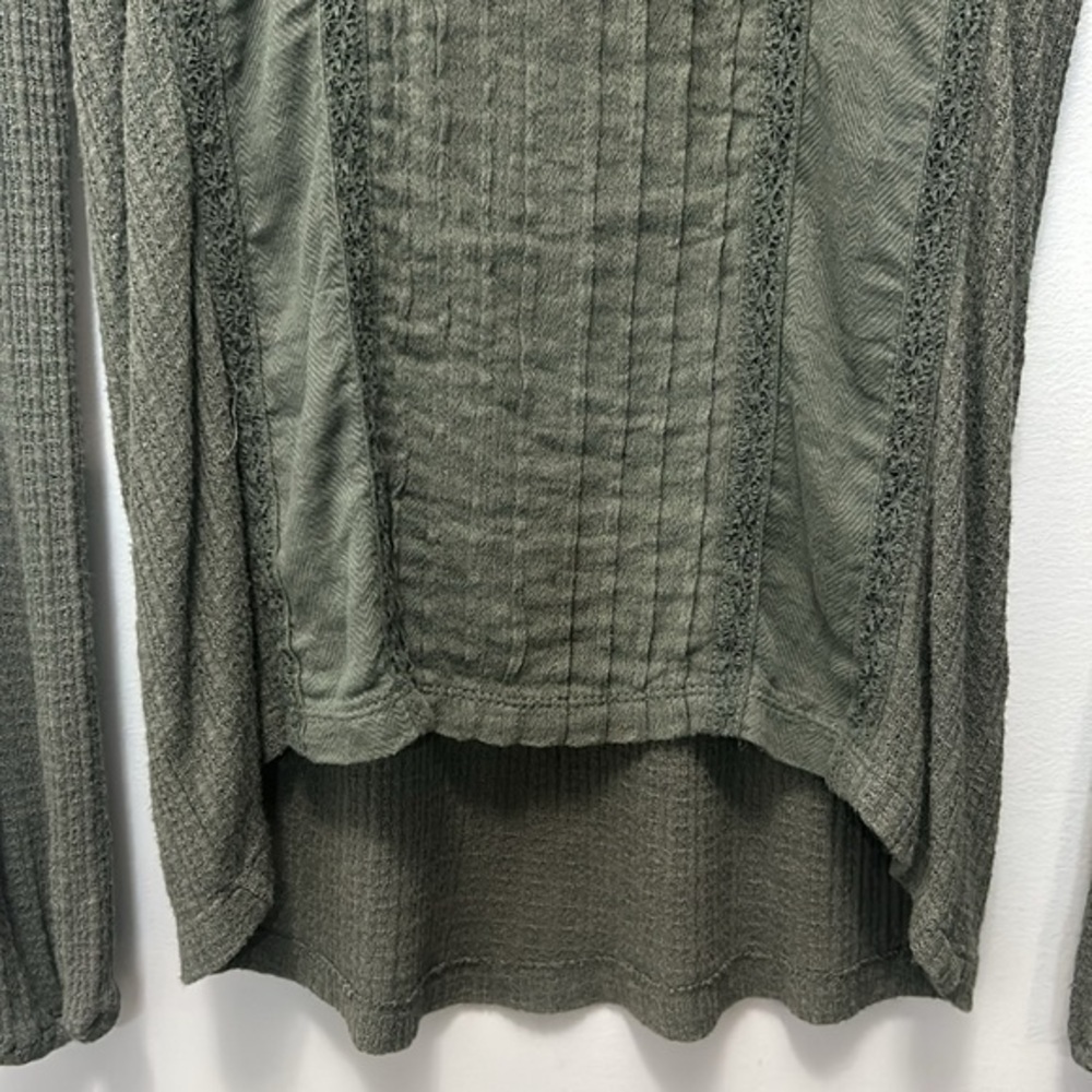 Lucky Brand Drop Needle Top- Dark Aloe-Linen Blend- Women's Small - Picture 10 of 16